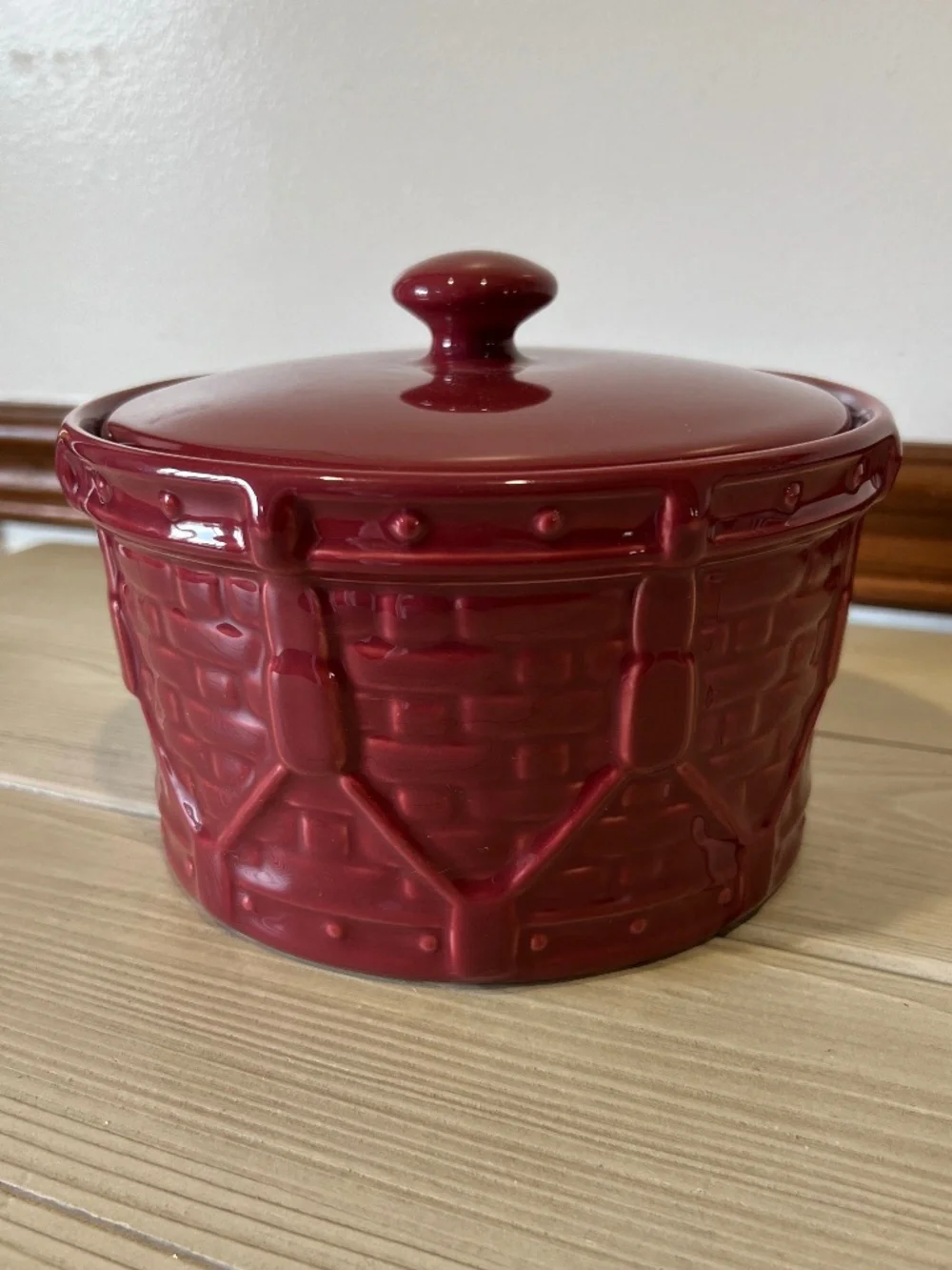 Longaberger Woven Traditions Drum Crock Paprika Red 30485